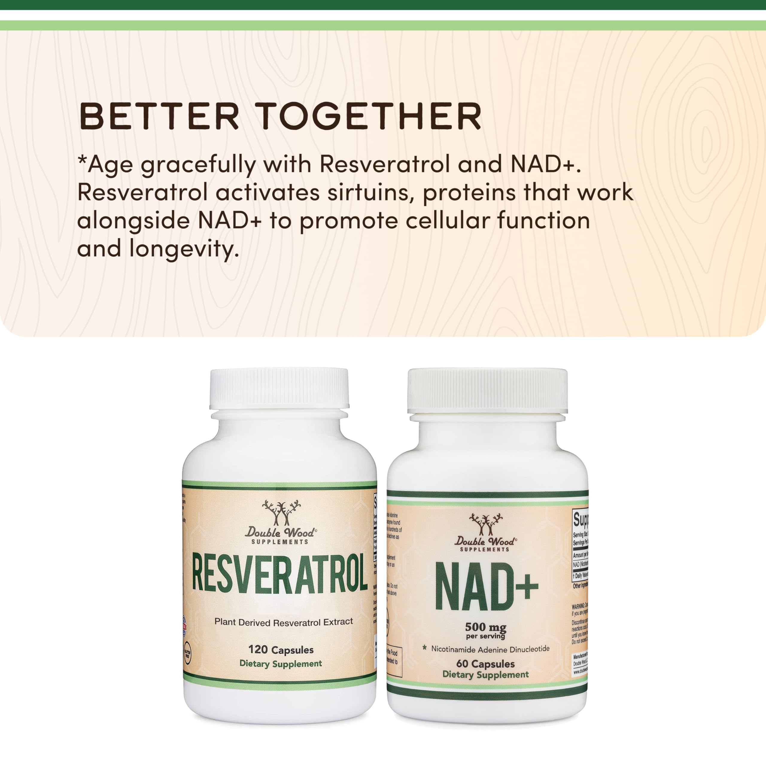 Ingredient graphic for Double Wood NAD Plus notes globally sourced components