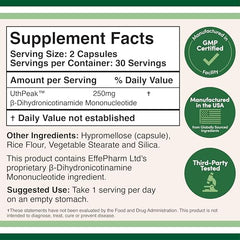 Double Wood NMNH bottle label close-up highlighting USA manufacturing and quality testing.