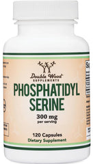 Double Wood Phosphatidylserine 300mg bottle with label promoting memory support and focus.