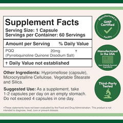 Close-up of Double Wood PQQ capsules for daily wellness.