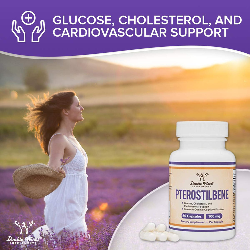Double Wood Pterostilbene on a shelf suggesting reliable everyday supplementation