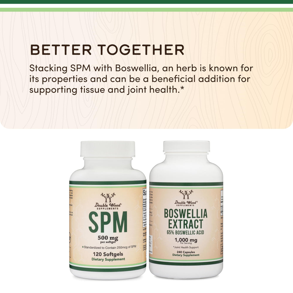 Double Wood SPM Max marine lipid concentrate source label highlights high-quality ingredients.