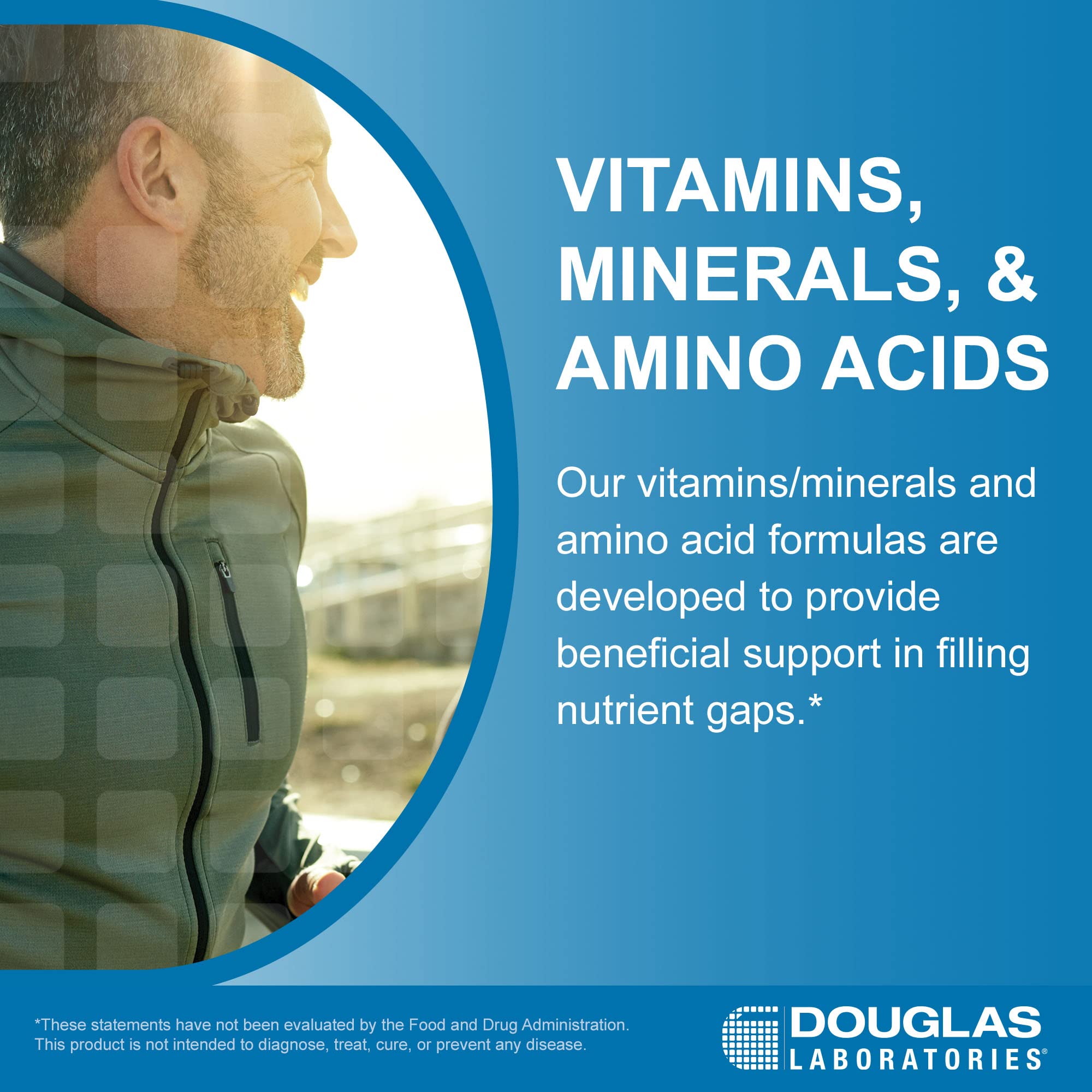 Douglas Laboratories Amino-Iron label detail focusing on quality and GMO-free claim