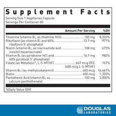 Douglas Laboratories B-Complex Metafolin label close-up highlighting the bioactive folate form.