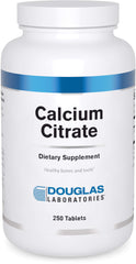 Douglas Laboratories Calcium Citrate bottle showing 250 mg calcium per tablet for bone support