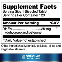 Douglas Laboratories DHEA 25 mg tablets dissolving close-up highlighting fast absorption