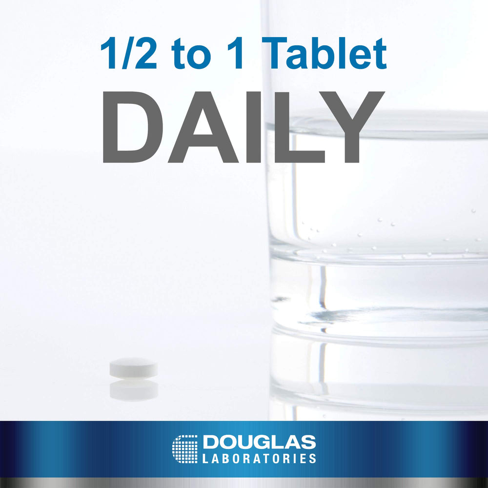 Box packaging of Douglas Laboratories DHEA 25 mg tablets underscoring quality