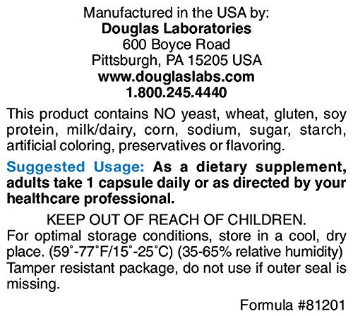 Close-up of Douglas Laboratories Magnesium Oxide label with supplement facts.