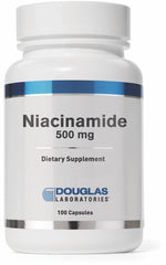 Douglas Laboratories Niacinamide bottle closeup signaling quality and care.