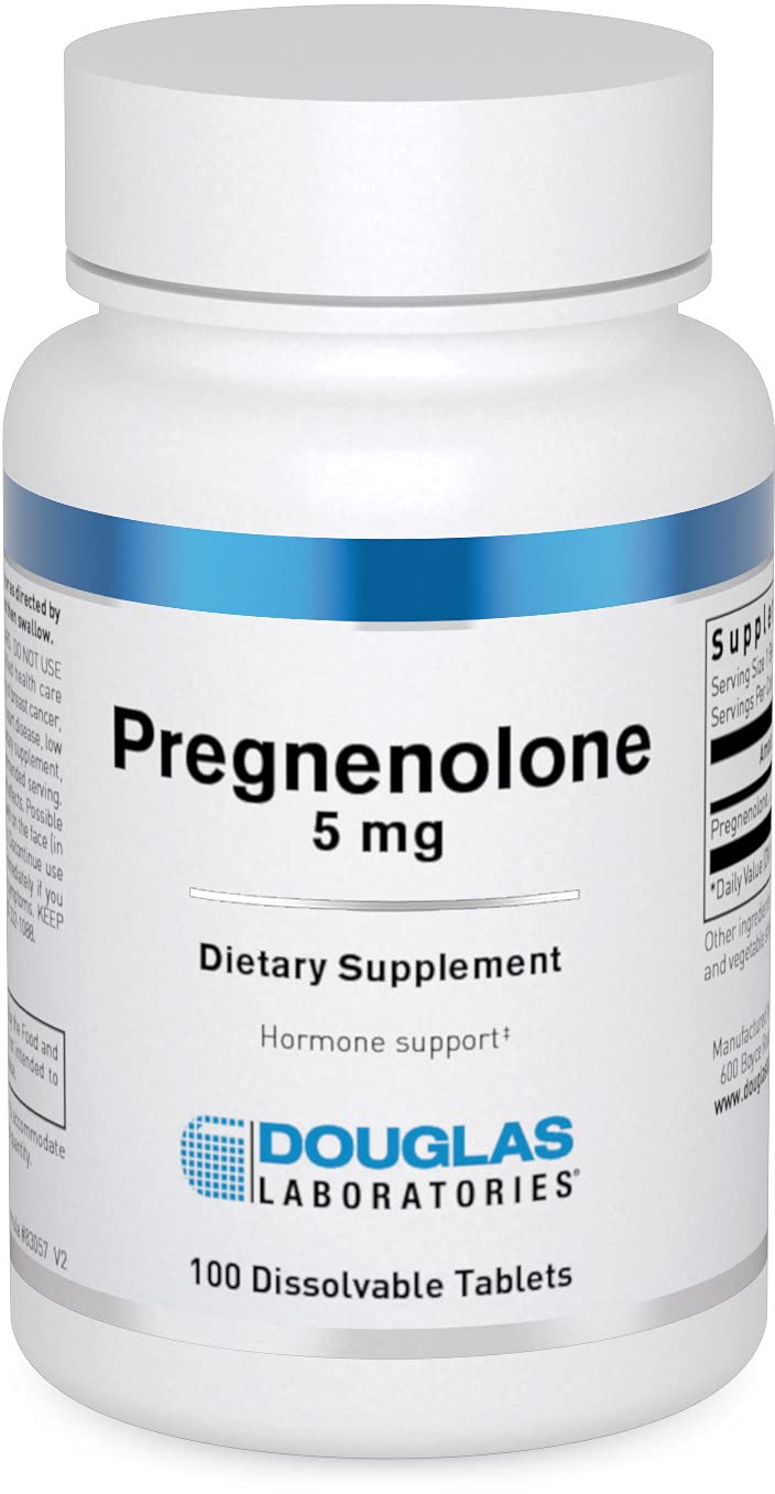 Douglas Laboratories Pregnenolone 5 mg bottle with scored tablets for everyday hormonal support.