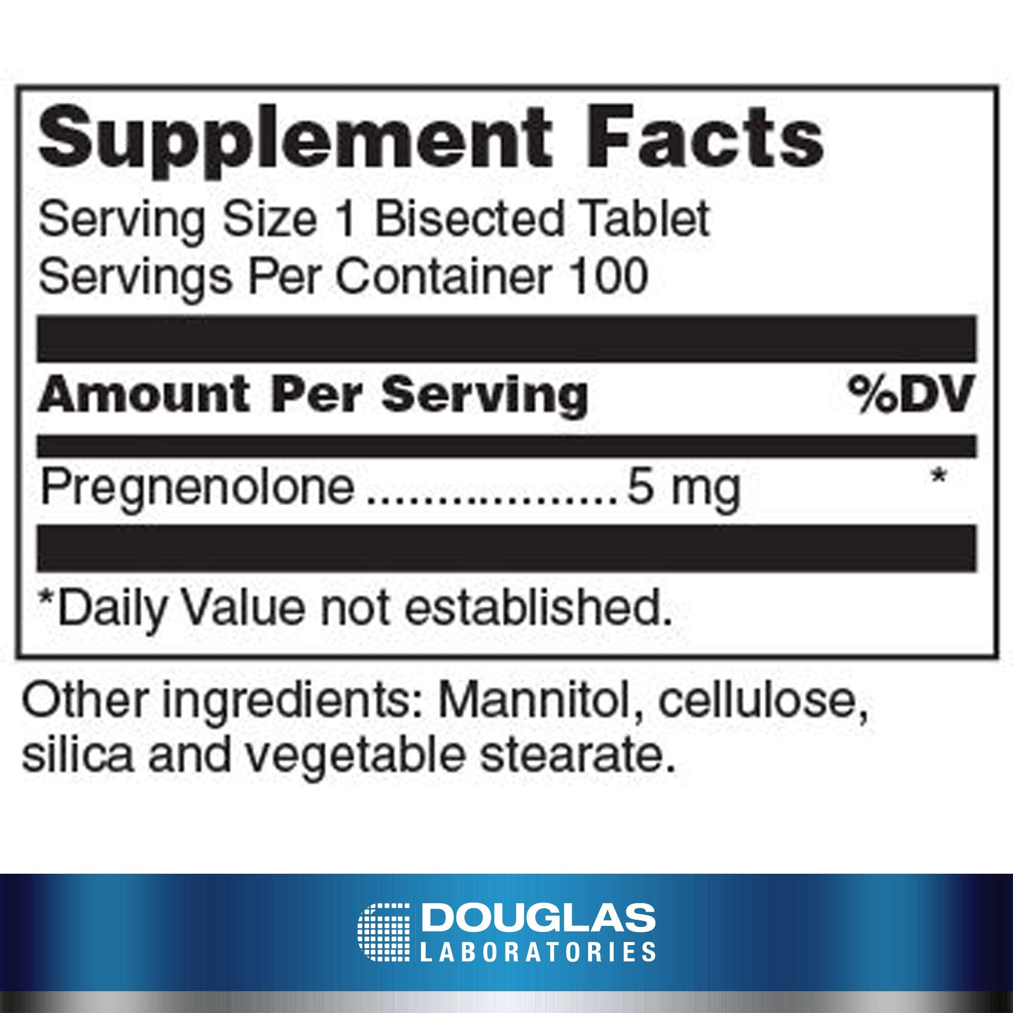 Pregnenolone 5 mg scored tablet close-up for flexible dosing options.