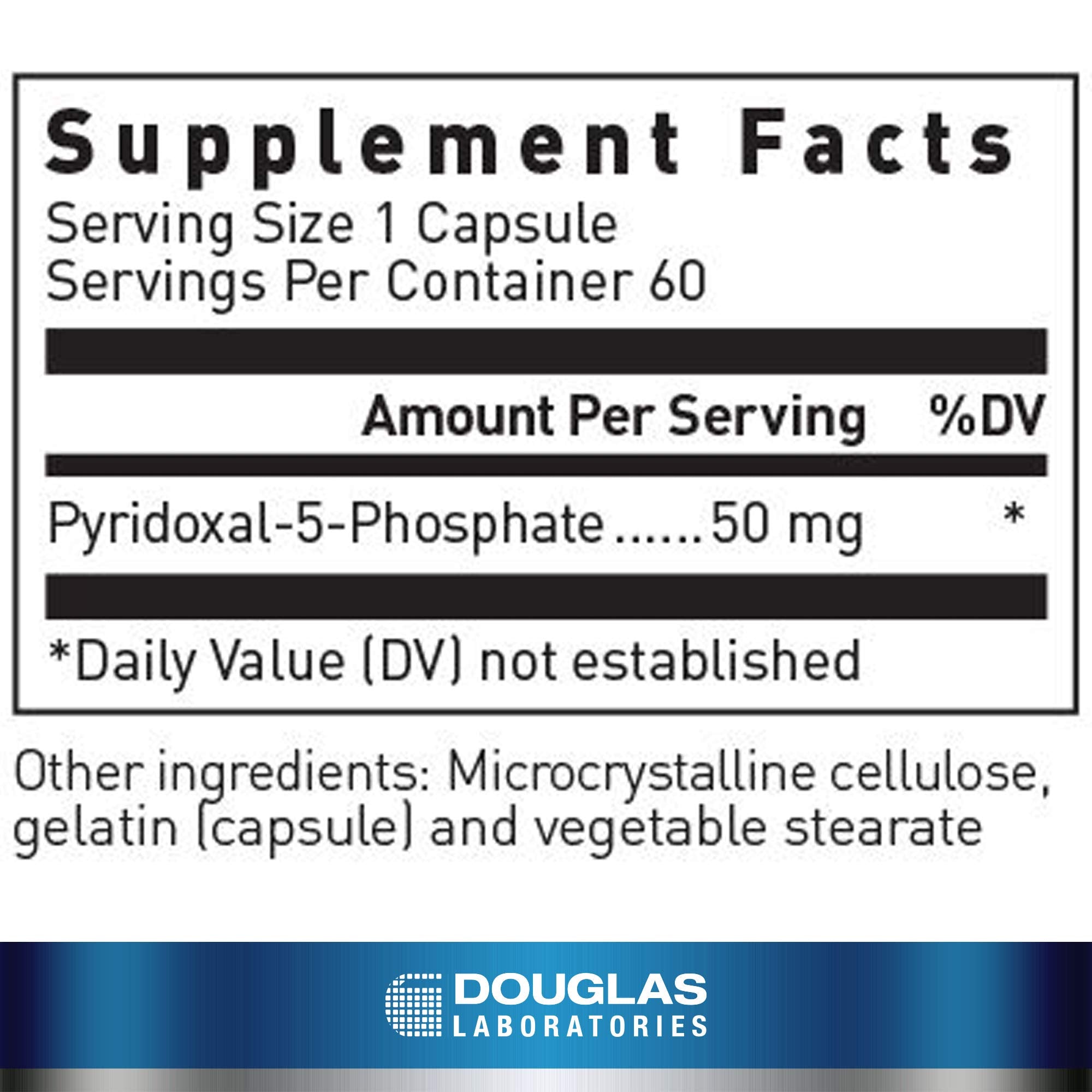 Douglas Laboratories Pyridoxal-5-Phosphate capsules on white, easy daily neuro-support.