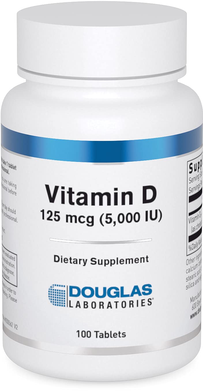 Douglas Laboratories Vitamin D 5000 IU tablet bottle for immune support.
