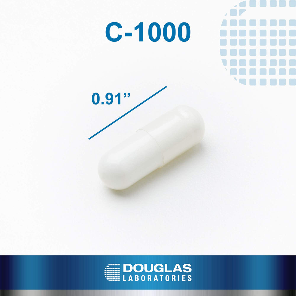 Douglas Laboratories C-1000 pour capsules illustrating easy daily intake.