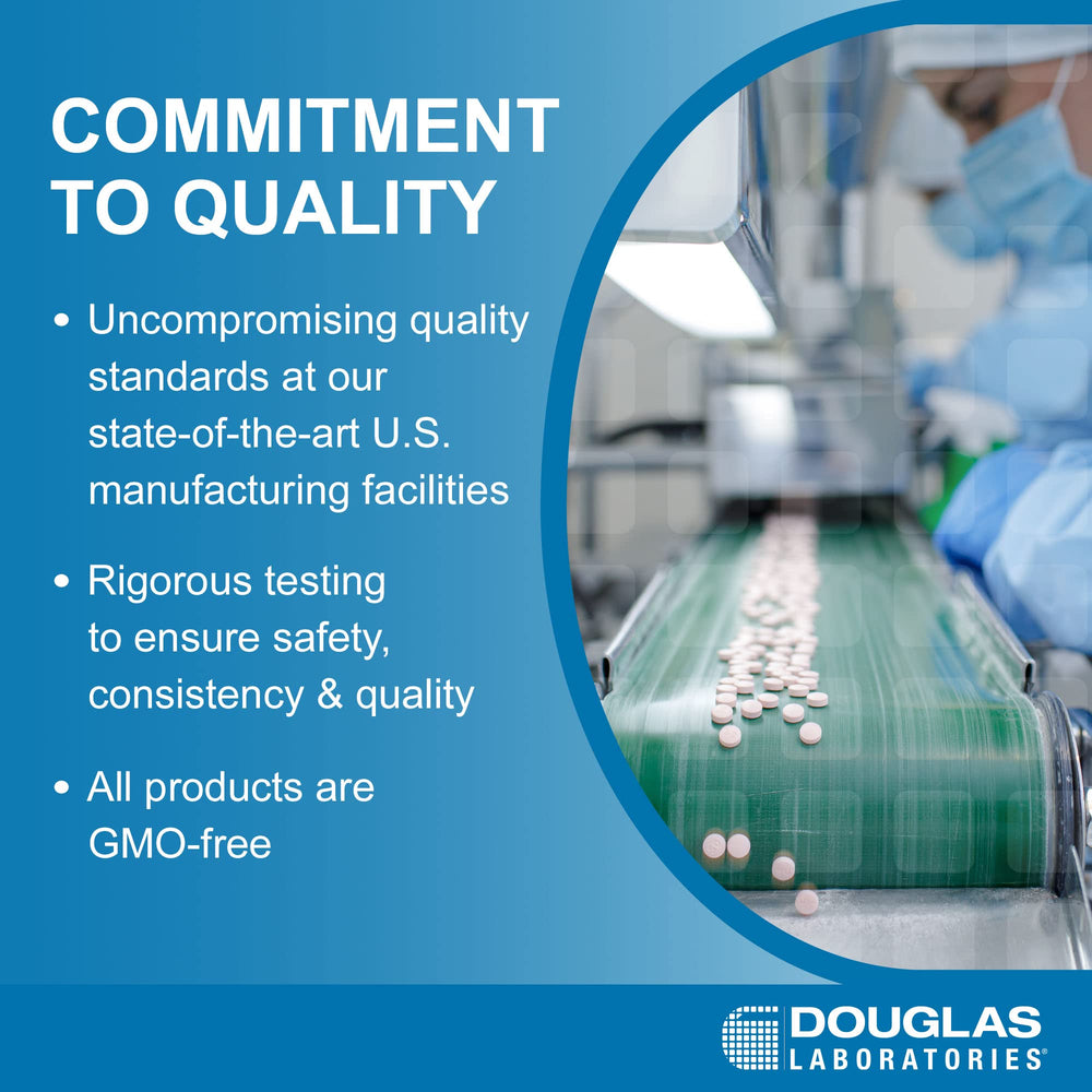 Douglas Laboratories DHEA Plus packaging facts panel highlighting quality.