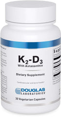 Douglas Laboratories K2-D3 with Astaxanthin bottle highlights antioxidant support.