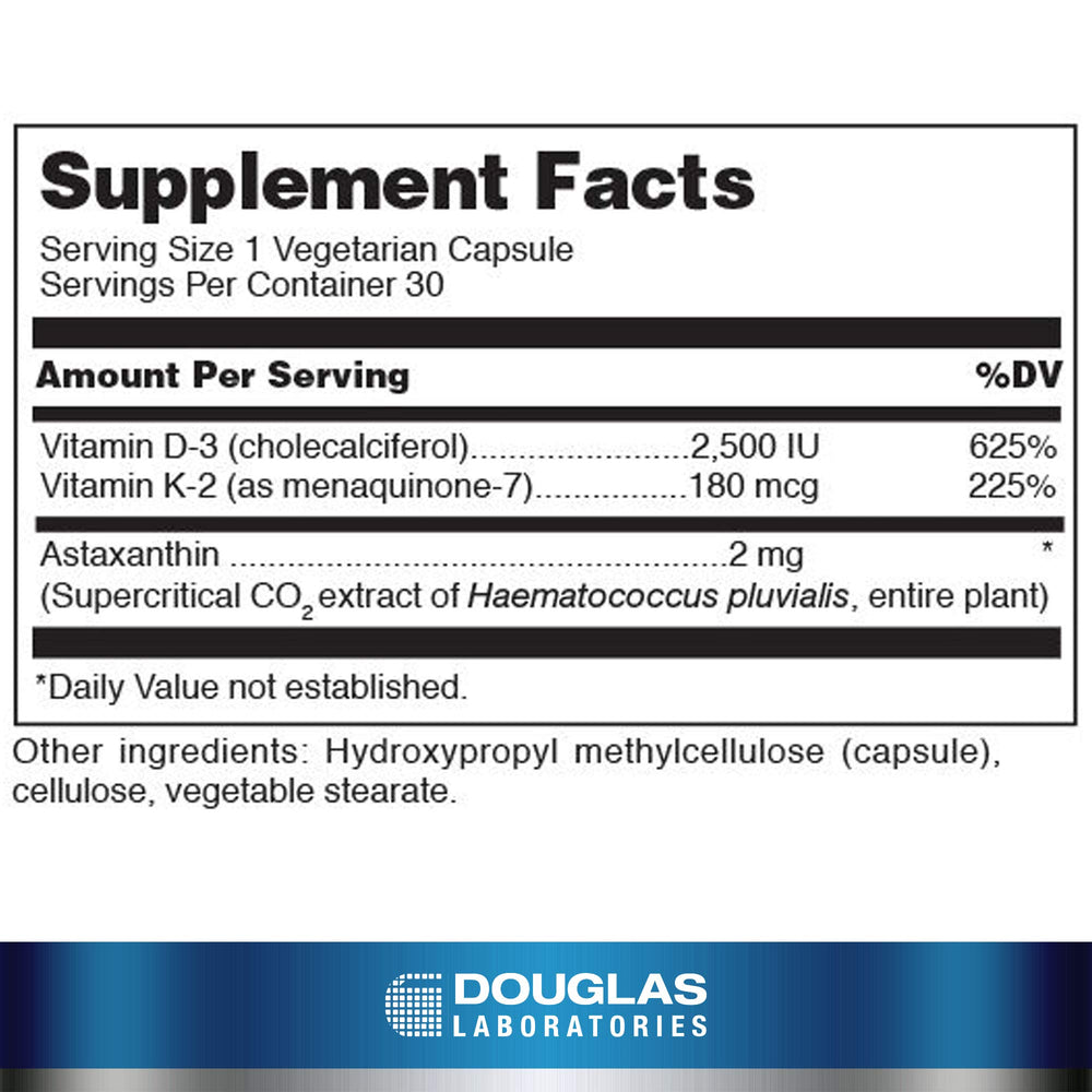 Douglas Laboratories K2-D3 with MK-7 bottle emphasizes vascular and bone support.