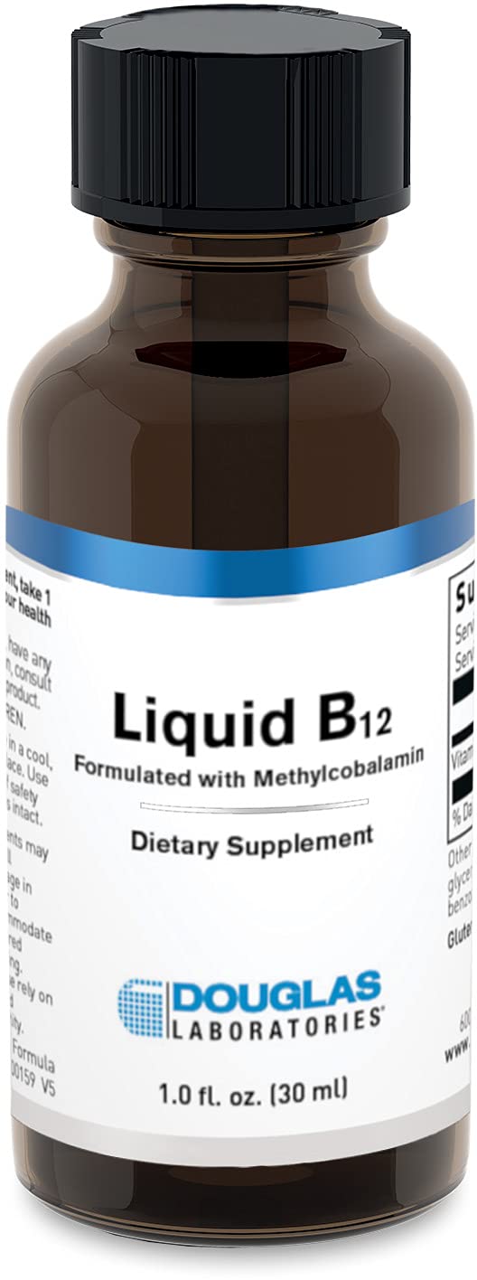 Douglas Laboratories Liquid B12 bottle with easy daily dosing for on-the-go energy.