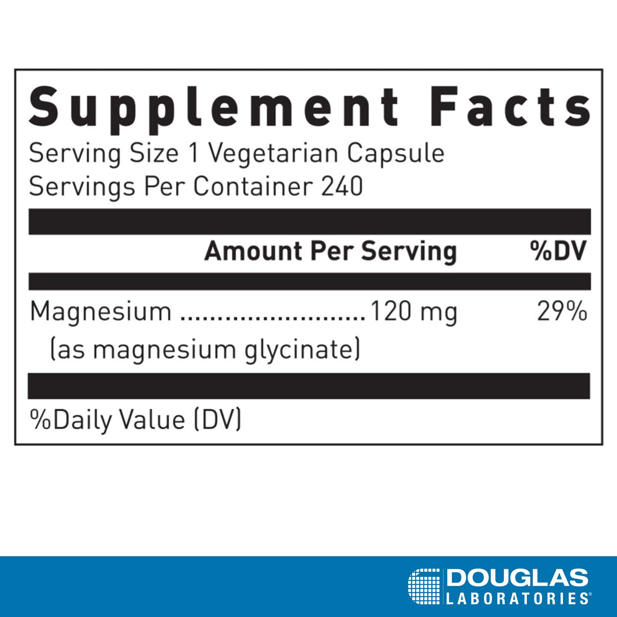 Douglas Laboratories Magnesium Glycinate tablets close-up highlighting easy-to-swallow form