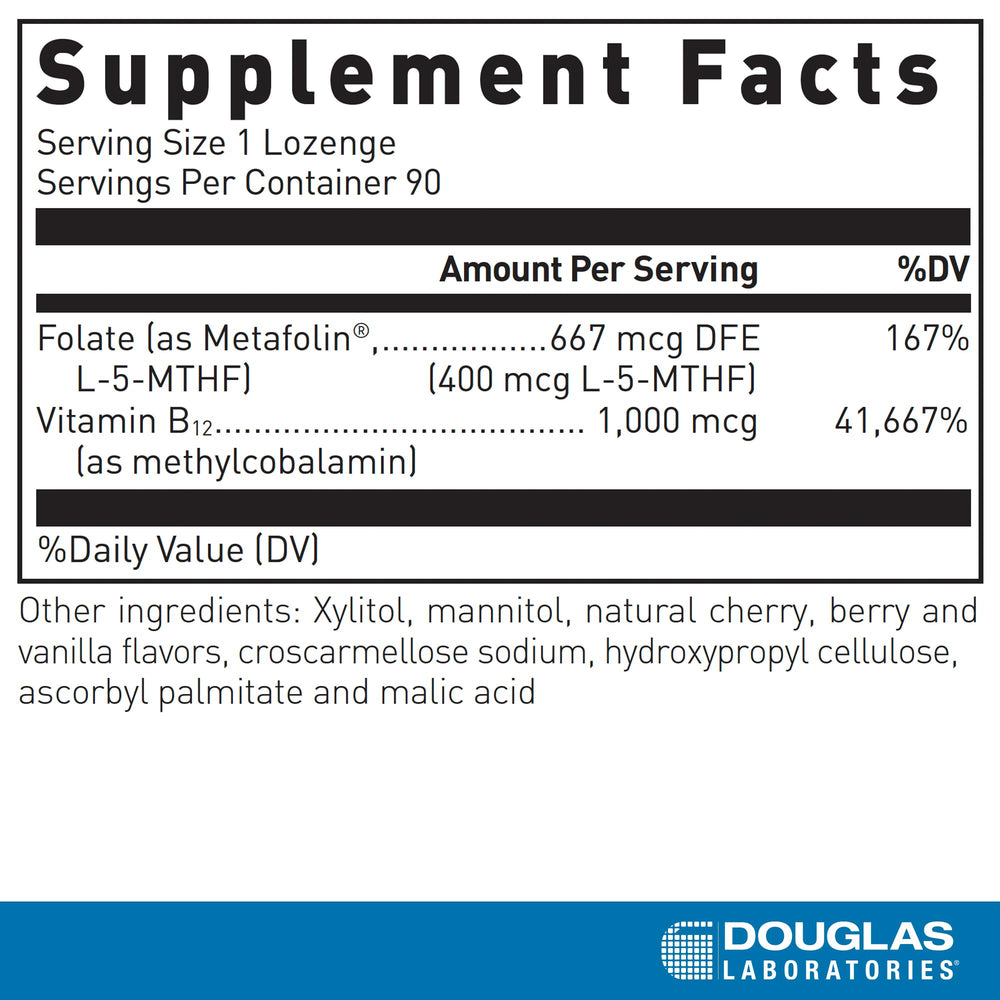 Douglas Laboratories Methyl B12 Plus tablets lined up for daily energy and support.