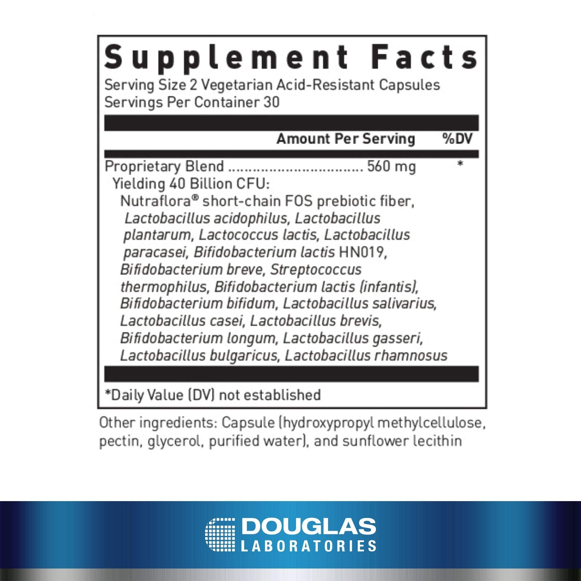 Douglas Laboratories capsules inside bottle prepared for daily digestive support.