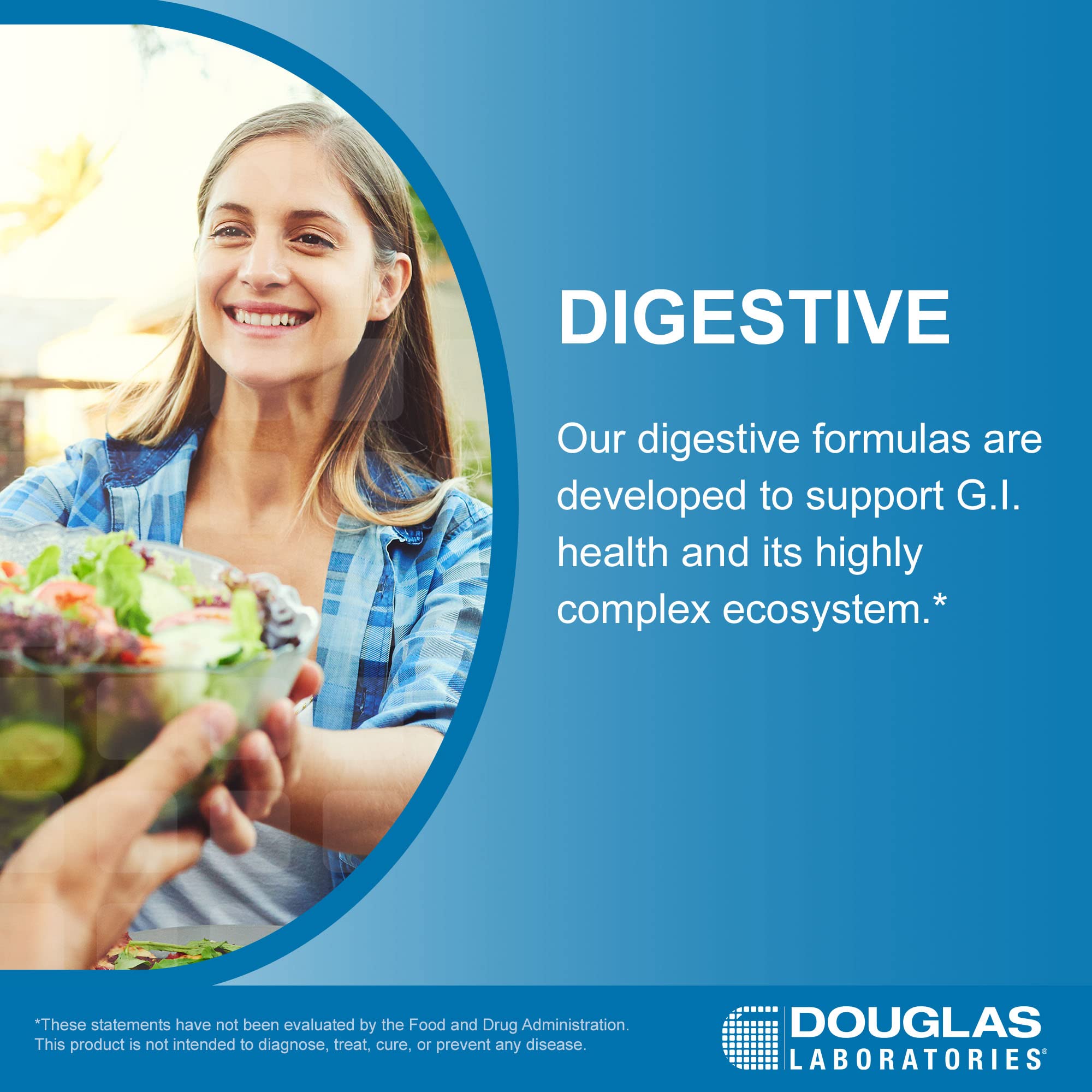 Douglas Laboratories packaging with GMP and GMO-free claim badge.