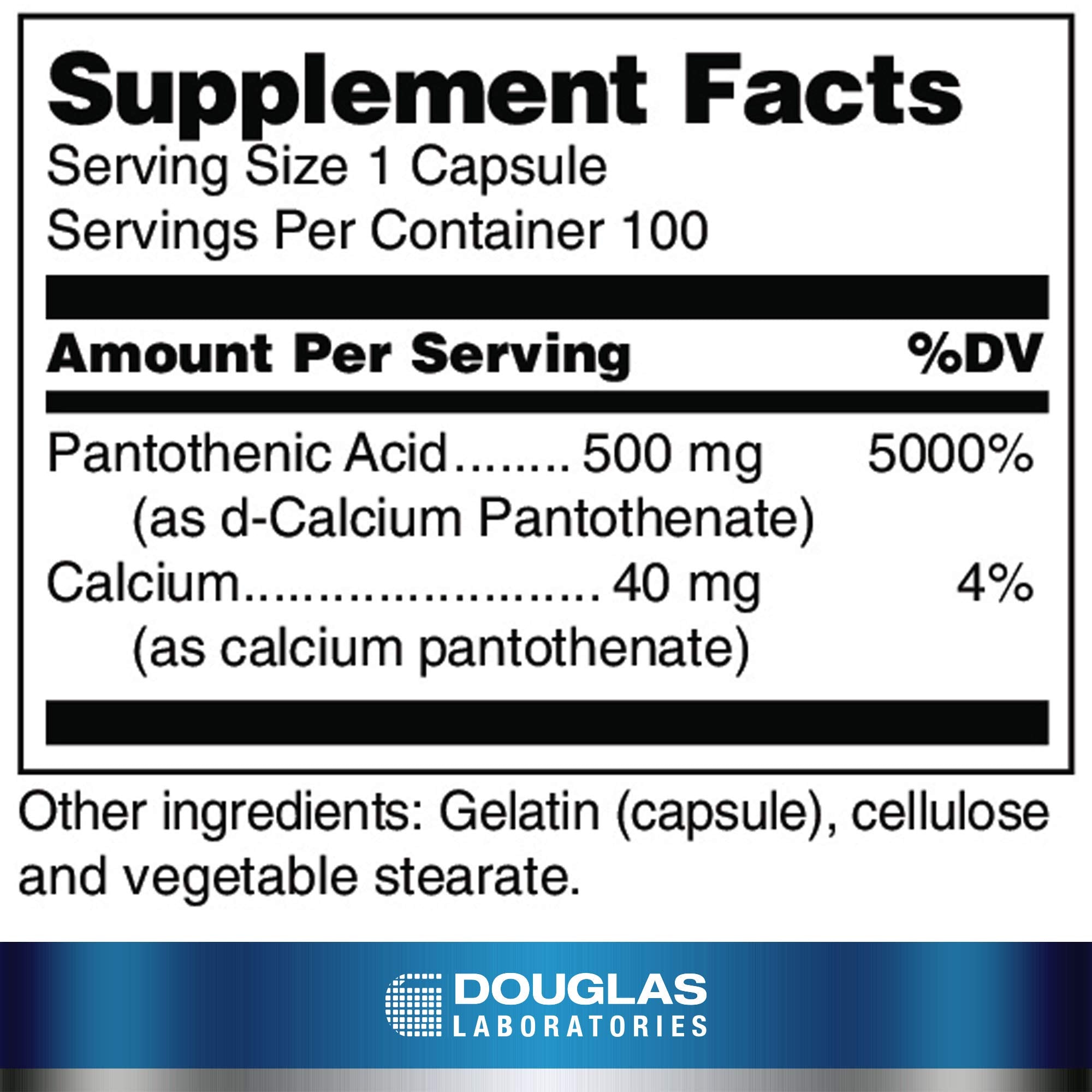 Pantothenic acid capsules closeup from Douglas Laboratories