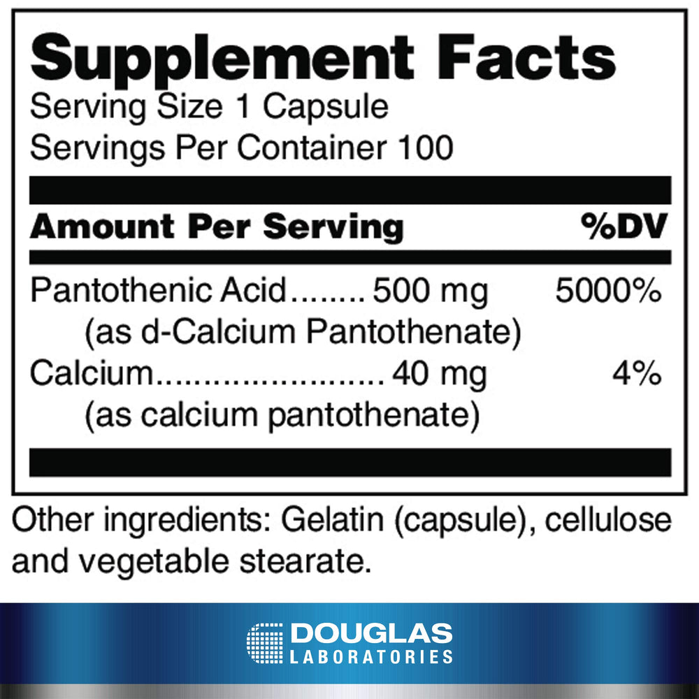 Pantothenic acid capsules closeup from Douglas Laboratories