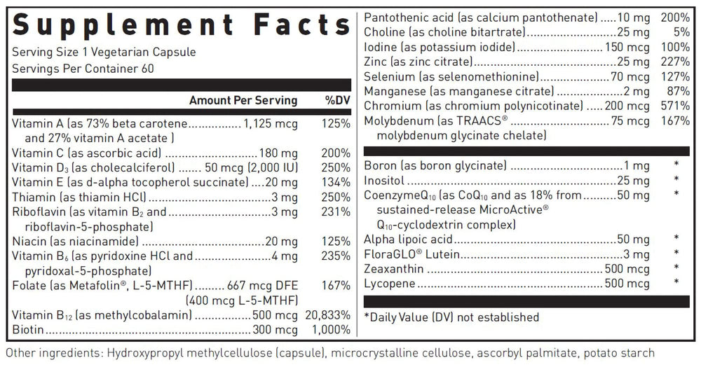Ultra Preventive 1 Daily capsules inside bottle ready for daily nutrition.