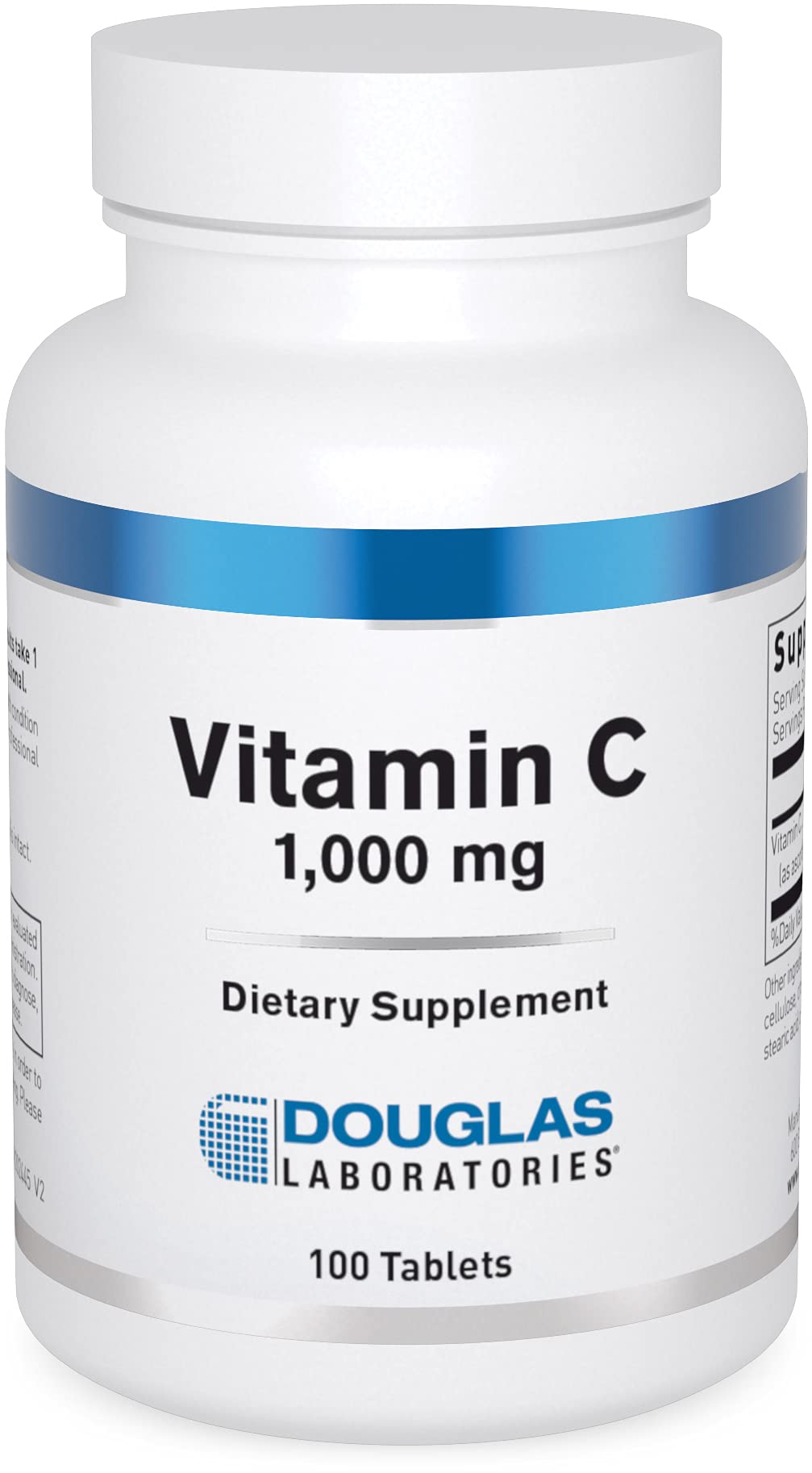 Douglas Laboratories Vitamin C bottle with tablets for daily immune support.