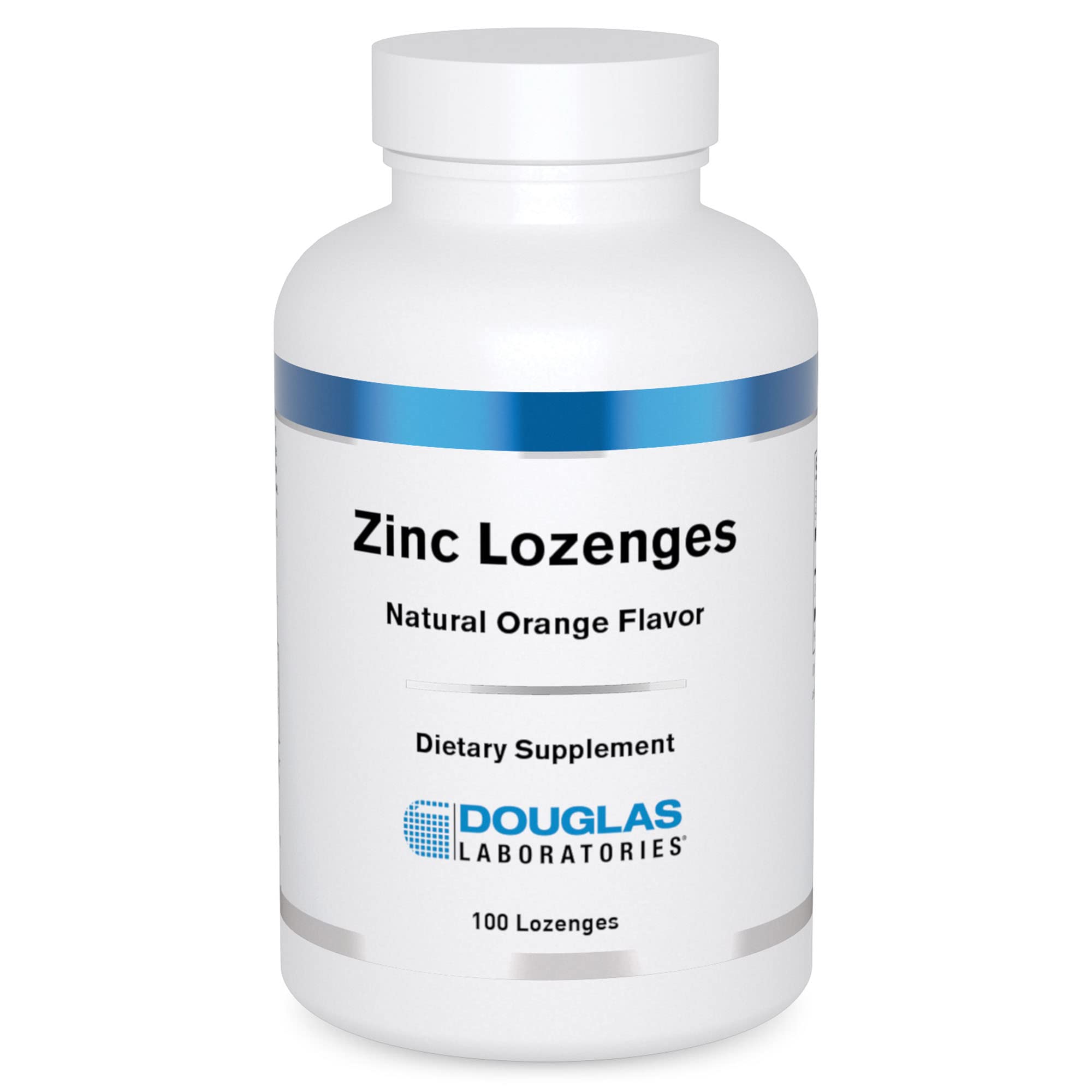 Douglas Laboratories zinc lozenges orange bottle for on-the-go immune support.
