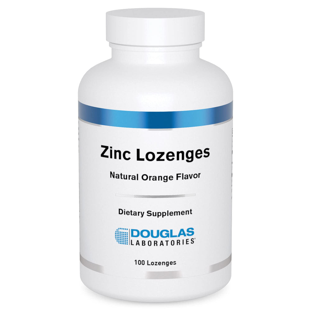 Douglas Laboratories zinc lozenges orange bottle for on-the-go immune support.