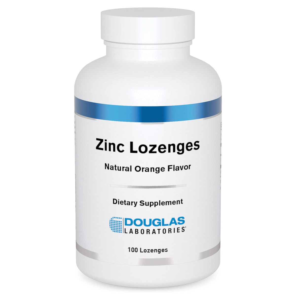 Douglas Laboratories zinc lozenges orange bottle for on-the-go immune support.