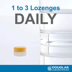 Douglas Laboratories zinc lozenges packaging box with product details.