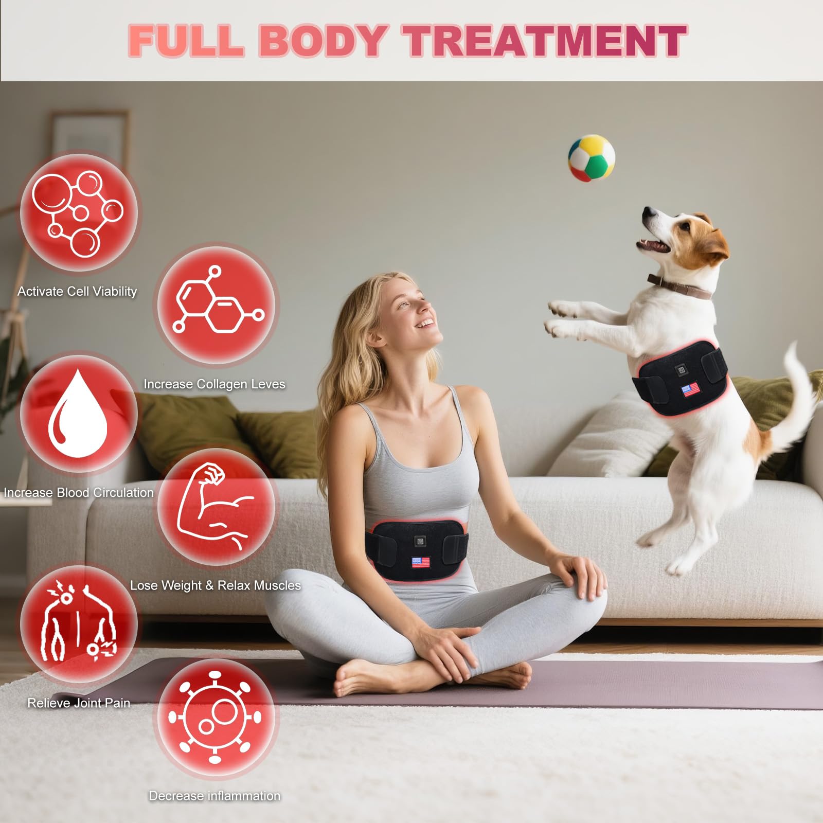 Dowceivm Red Light Therapy 60-led-ball array providing even coverage