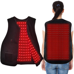 Dowceivm red light therapy vest front view highlighting dual 660nm and 850nm LEDs for targeted treatment.