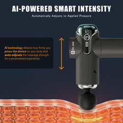 Dr. Aid massage gun side view highlighting compact design for home recovery