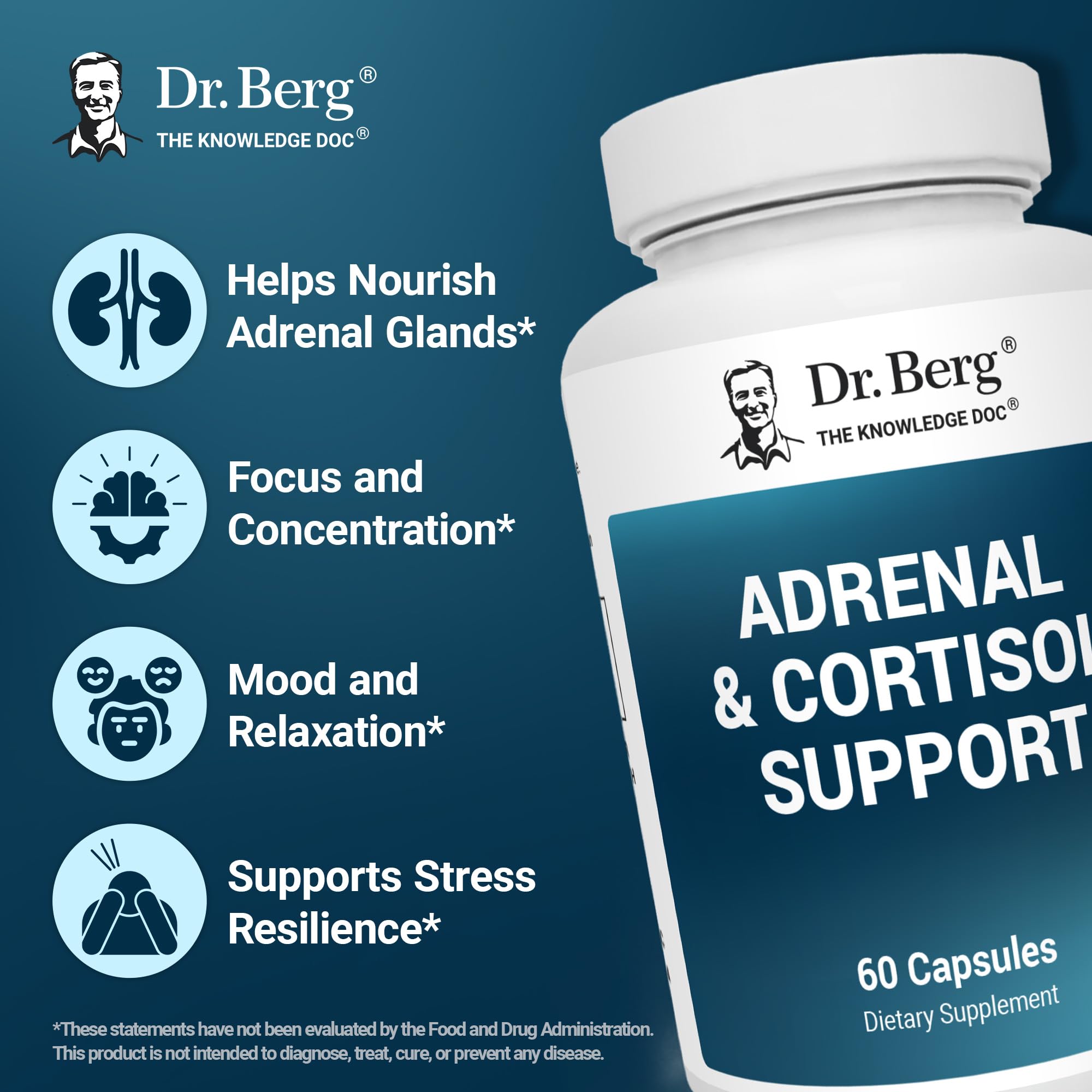 Pouring Dr. Berg Adrenal & Cortisol Capsules for daily use.