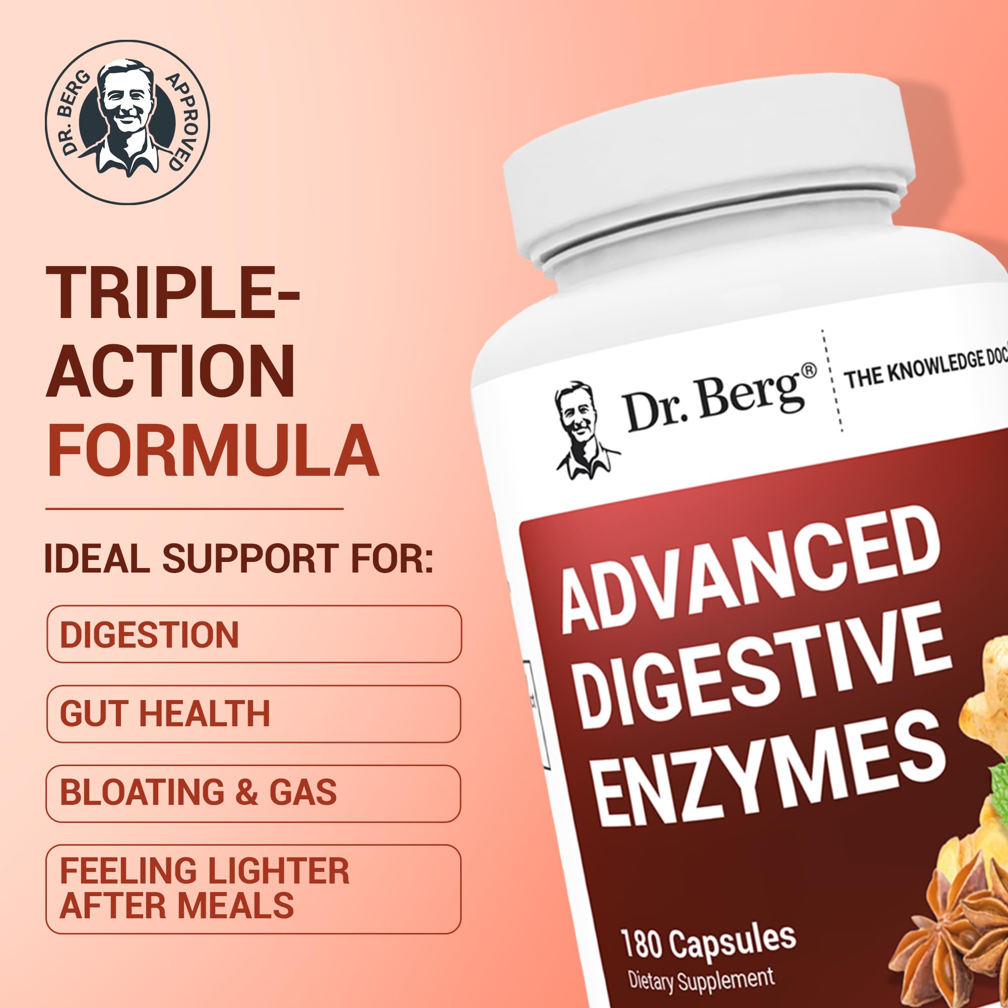 Close-up of Dr. Berg capsules pouring to illustrate meal dosing