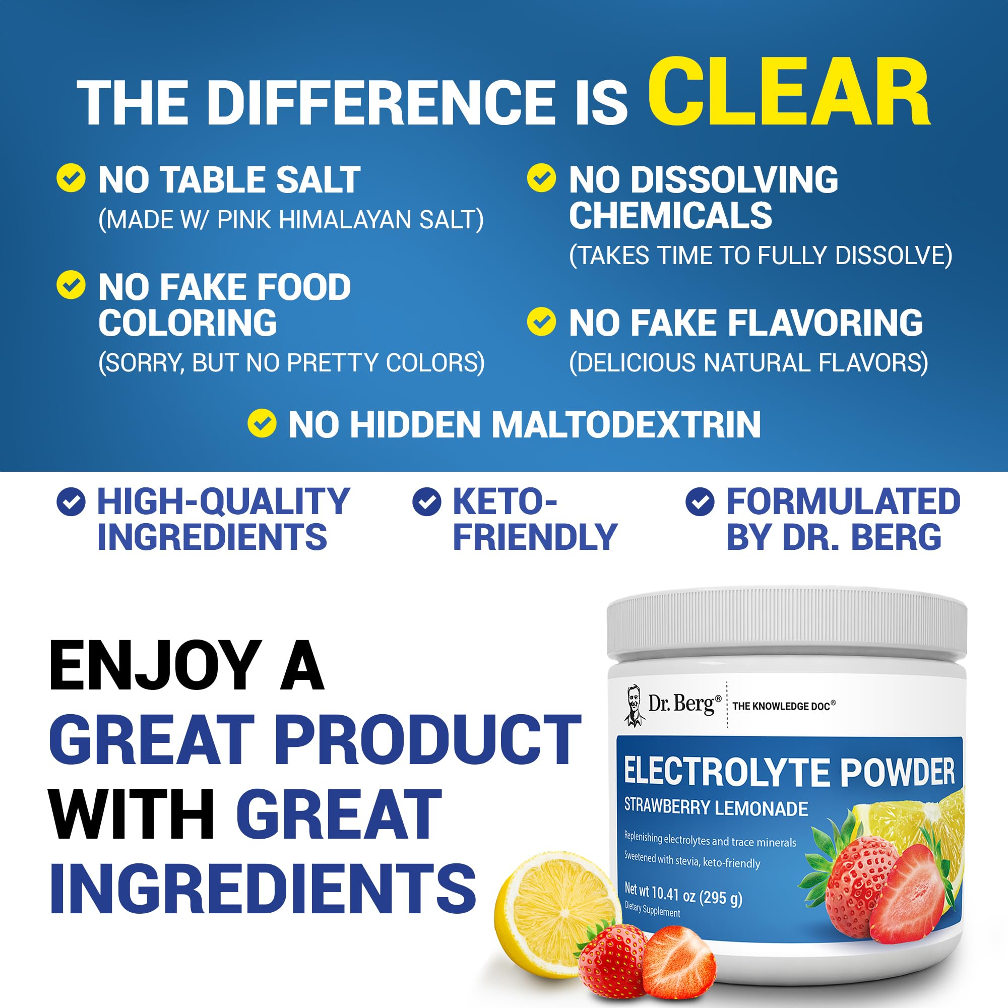 Dr Berg hydrate bottle with Strawberry Lemonade flavor appealing