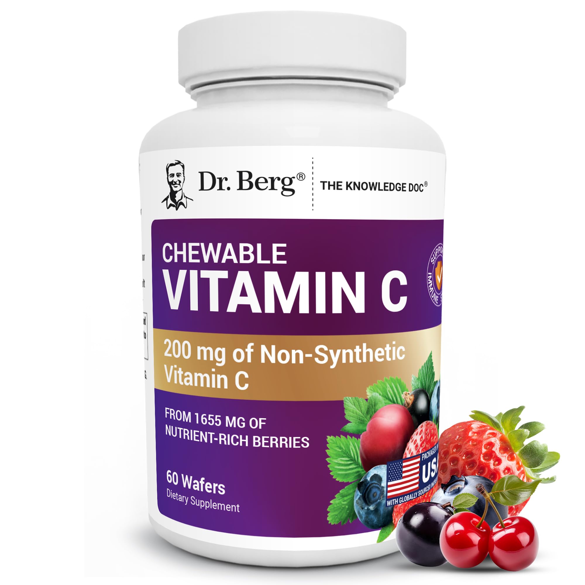 Dr. Berg chewable vitamin C complex bottle for easy daily use