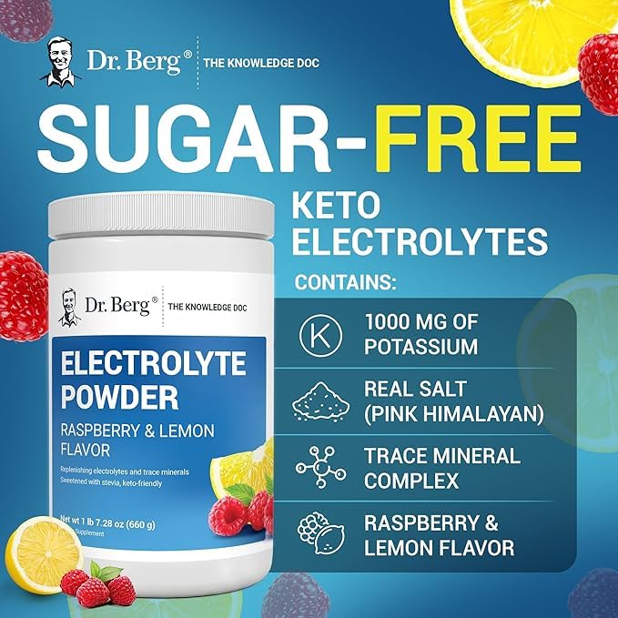 Dr. Berg complete electrolyte blend signals comprehensive hydration support.