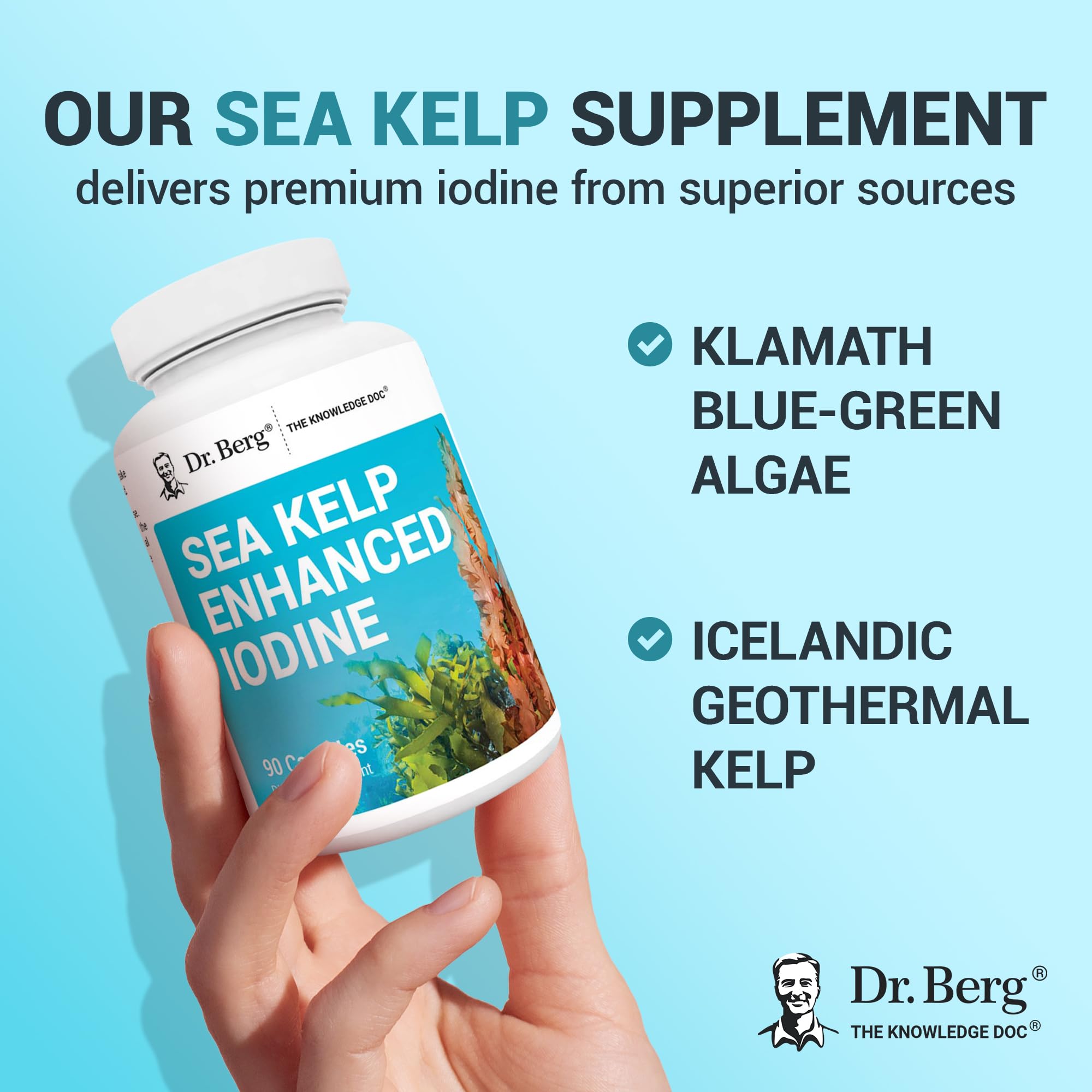 Active daily routine with Dr. Berg Sea Kelp Iodine capsules for convenient supplementation.