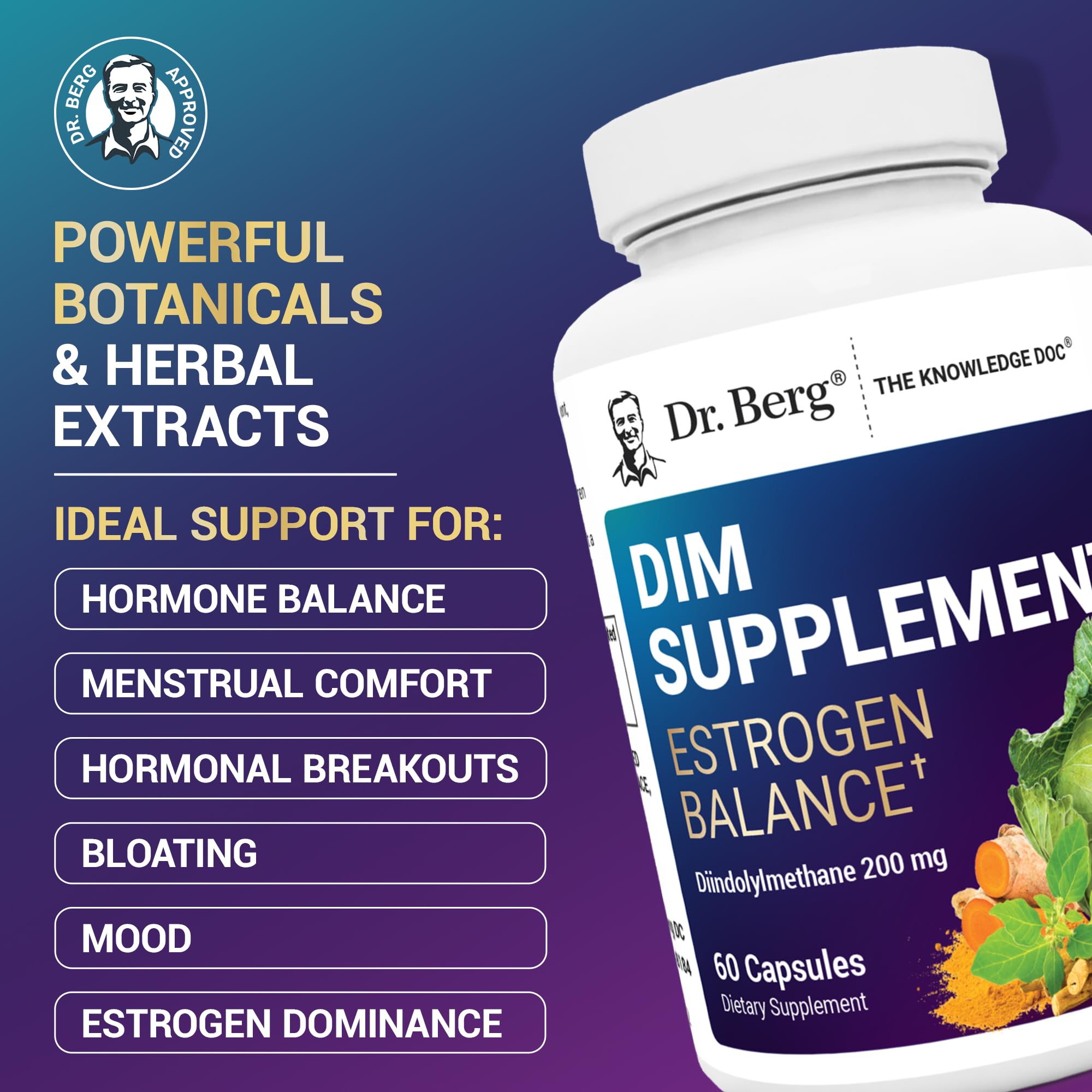 Dr. Berg DIM capsules closeup highlights compact pills for routines
