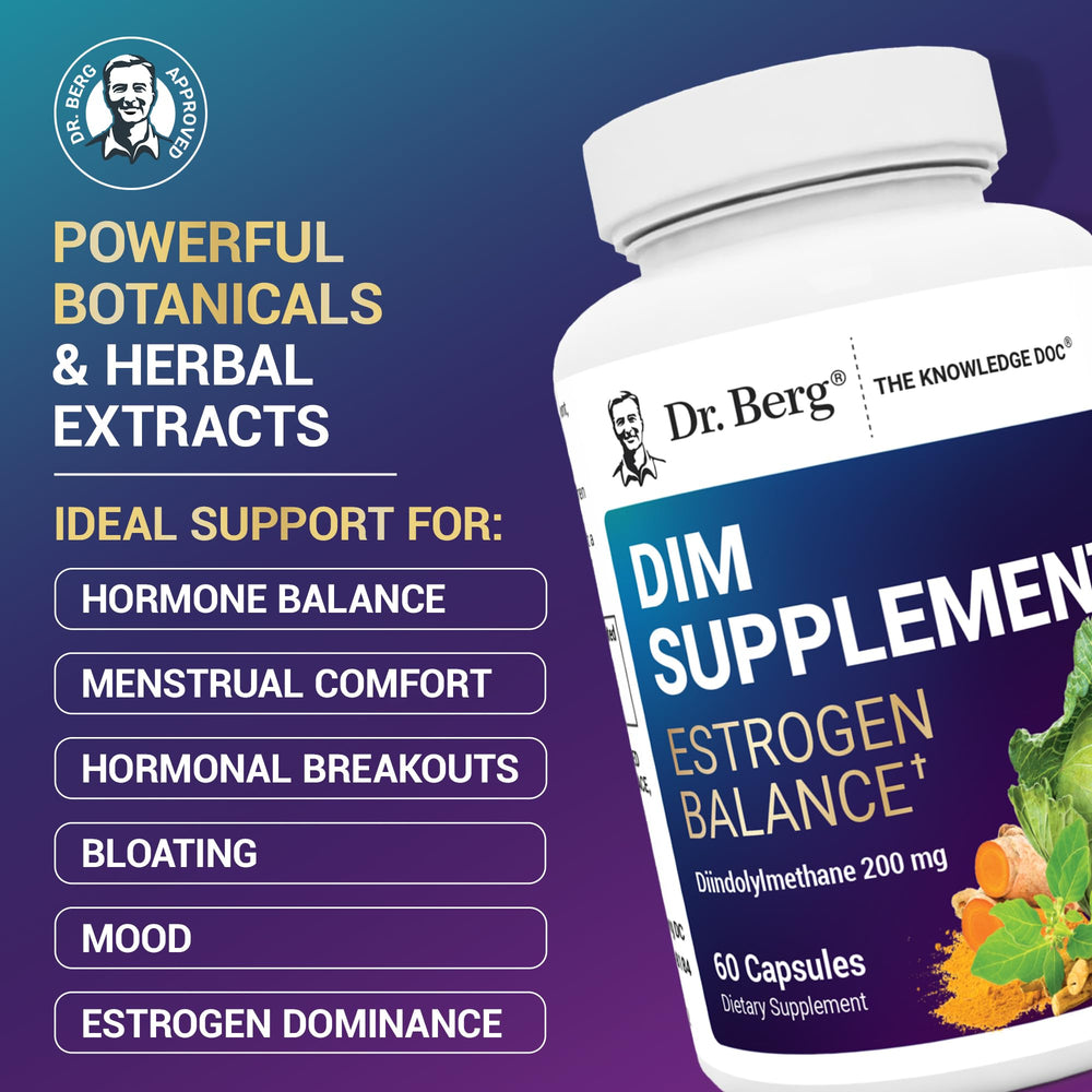 Dr. Berg DIM capsules closeup highlights compact pills for routines