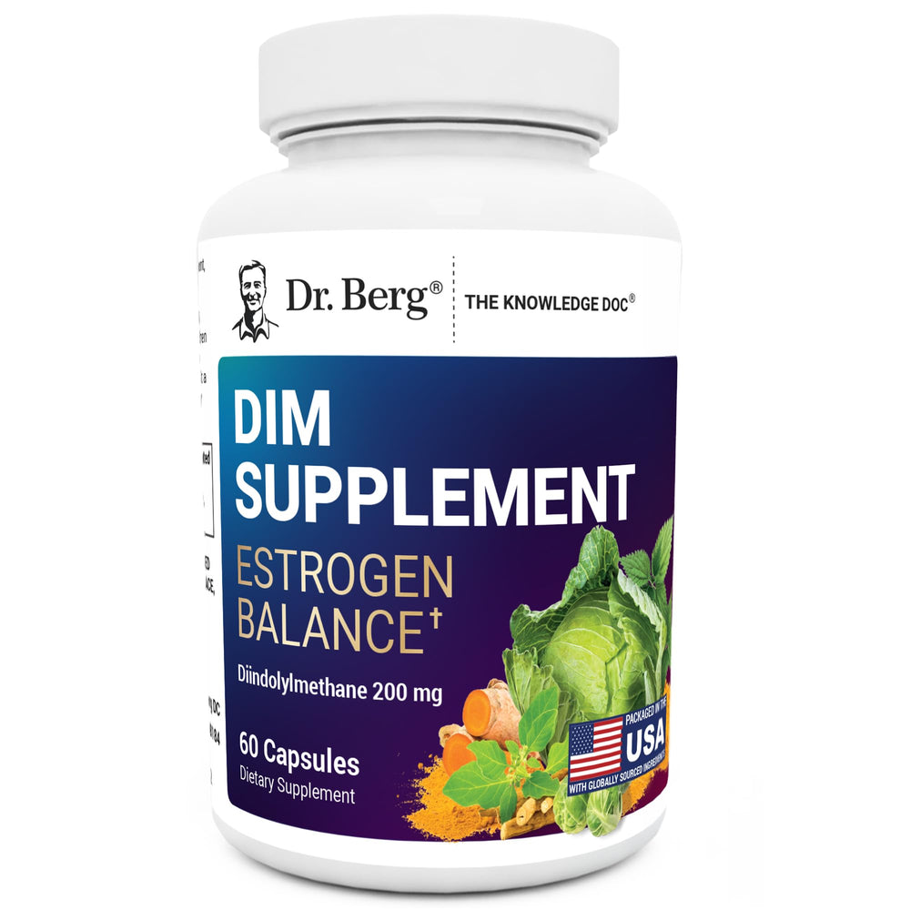 Dr. Berg DIM supplement bottle front for daily hormone balance