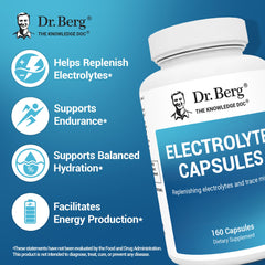 Dr. Berg Electrolyte Capsules close-up showing compact daily capsules.