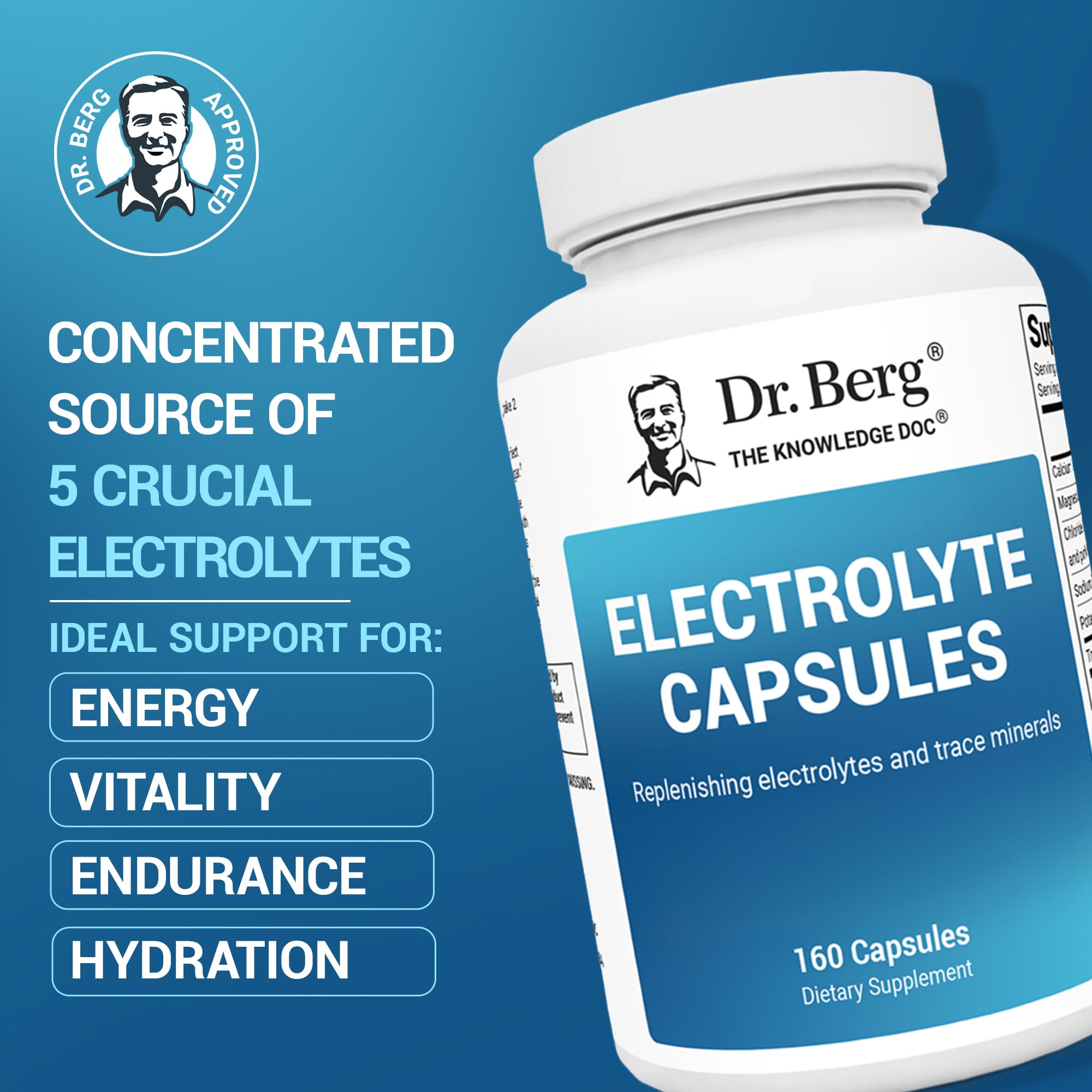 Dr. Berg Electrolyte Capsules being poured for easy daily use.