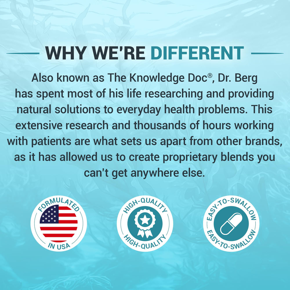 Knowledge Doc branding theme with Dr. Berg Sea Kelp Iodine product on display.