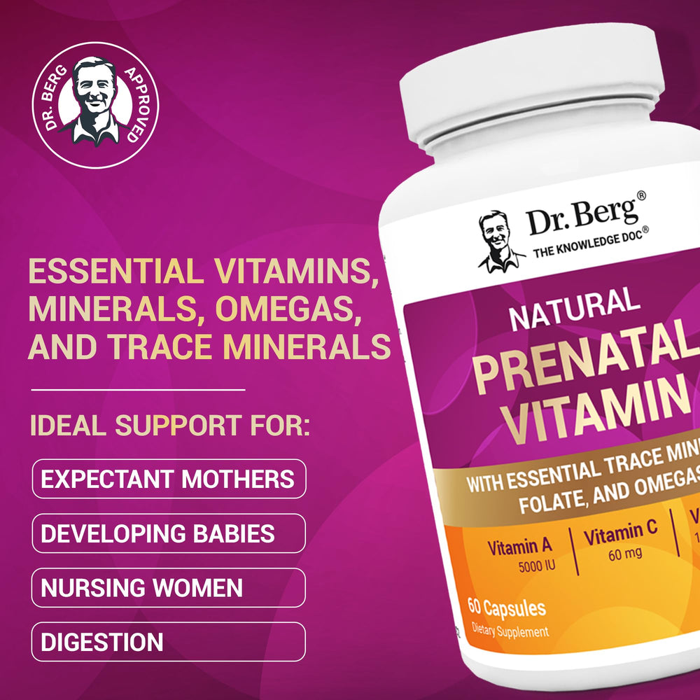 Close up of Dr. Berg prenatal capsules showing easy to swallow design
